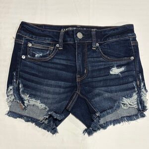 American Eagle Distressed Denim Shorts Women’s Size 6 Midi Stretch